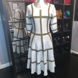 Cream and olive green sweater dress
